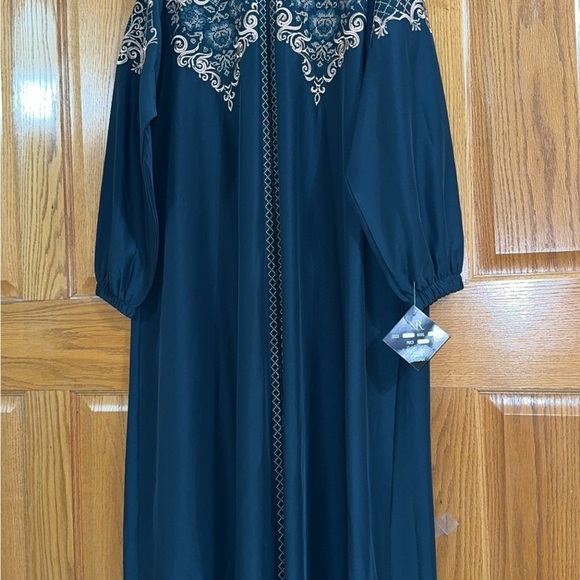 Women’s Plus Size Abaya in Green Gold Middle Eastern Dress Size 5 US 24W 4X NEW - Picture 4 of 10